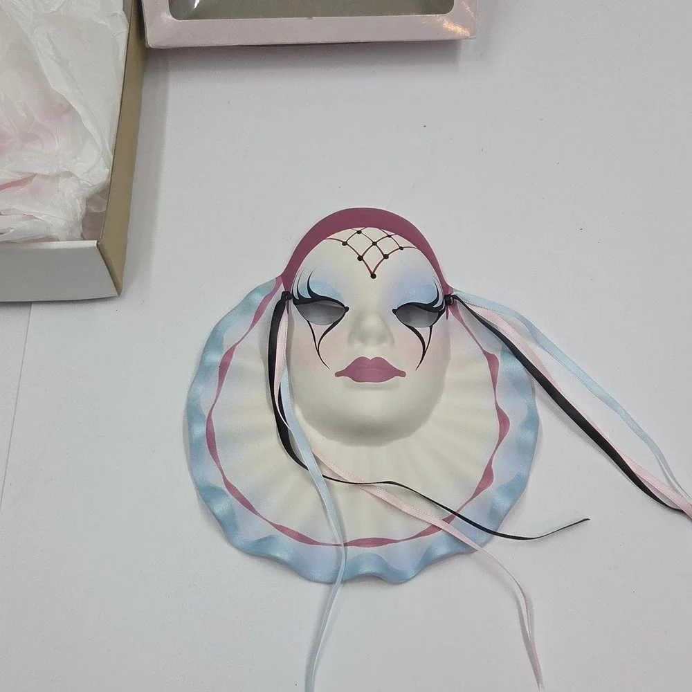VTG Judith Anton? Signed Mardi Gras Mask Naghis New Orleans Porcelain Mask